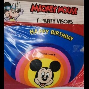Vintage Mickey Mouse Party Favor Visors Hats Happy Birthday Party 8 Unopened